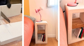 Une table de chevet en béton cellulaire