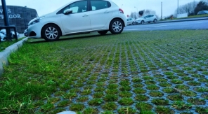 Les pneus dans l'herbe