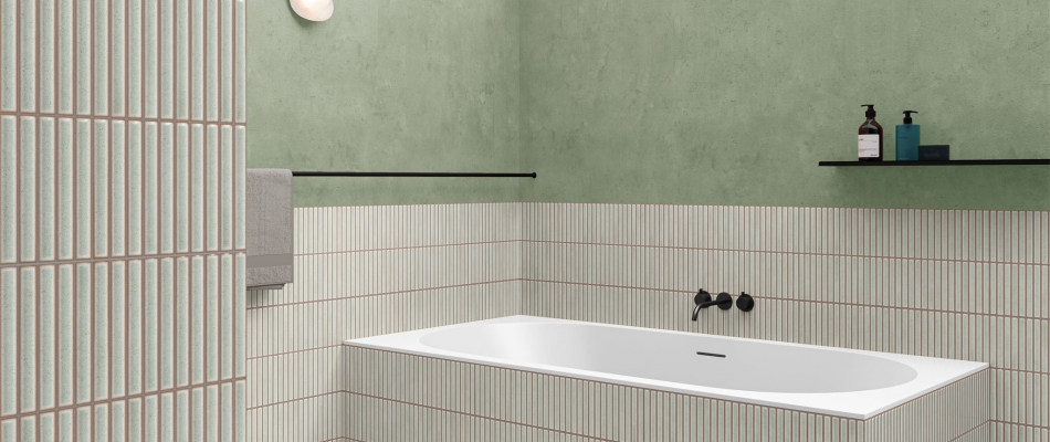 Une salle de bains aux joints colorés - Minizap Grenoble