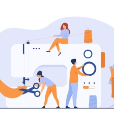 Couture d'un tapis &agrave; histoire