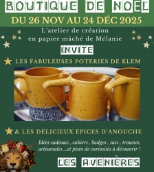 Exposition boutique de No&euml;l &agrave; l'atelier de M&eacute;lanie Bourlon