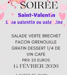 Menu de la Saint-Valentin au restaurant "Les platanes"