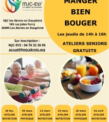 Ateliers s&eacute;niors : &laquo;&nbsp;Bien manger, bien bouger&nbsp;&raquo;
