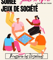 Soir&eacute;e jeux de soci&eacute;t&eacute; et ap&eacute;ro avec l'association Cremjeu &agrave; la Brasserie Les Ursulines