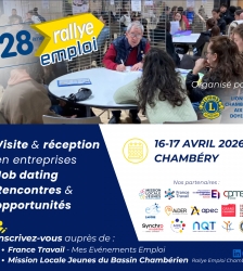 Rallye Emploi Chamb&eacute;ry 2026 : Rencontre avec les entreprises du bassin chamb&eacute;rien