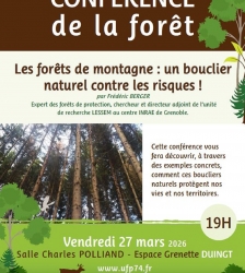 Conf&eacute;rence : &ldquo;Les for&ecirc;ts de montagne, un bouclier naturel contre les risques !&rdquo;