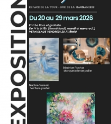 Exposition de peinture, acrylique et marqueterie