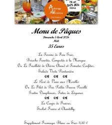 Menu de P&acirc;ques au restaurant l'Auberge des Aveni&egrave;res