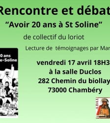 Conf&eacute;rence- d&eacute;bat : Avoir 20 ans &agrave; St Soline