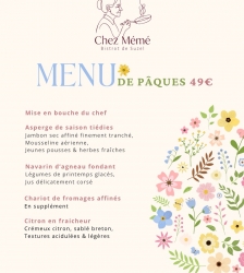 Menu de P&acirc;ques au bistrot de Suzel "Chez m&eacute;m&eacute;"