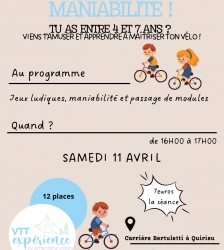 Samedi maniabilit&eacute; : atelier v&eacute;lo enfant &agrave; la carri&egrave;re Bertuletti &agrave; Bouvesse-Quirieu