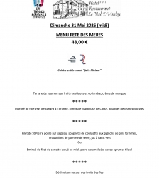Menu de la f&ecirc;te des m&egrave;res au restaurant le Val d'Amby &agrave; Hi&egrave;res-sur-Amby