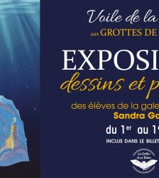 Exposition : voile de la mari&eacute;e aux grottes de la Balme
