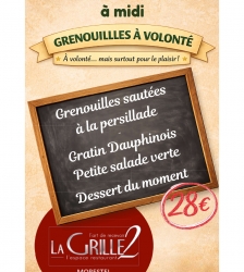 Menu grenouilles &agrave; volont&eacute; au restaurant La Grille 2