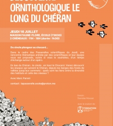 Les Passerelles Scientifiques du Jeudi  - D&eacute;couverte ornithologique le long du Ch&eacute;ran : du cincle plongeur au chocard