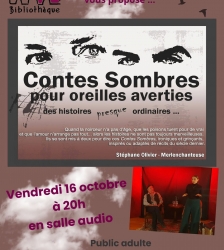 Contes sombres pour oreilles averties, des histoires presque ordinaires... &agrave; la biblioth&egrave;que de Cr&eacute;mieu