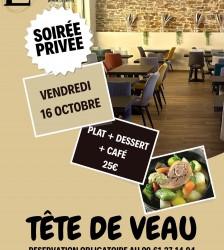 Menu sp&eacute;cial t&ecirc;te de veau, au restaurant l'&Eacute;chapp&eacute;e