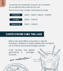 Menu sp&eacute;cial d'octobre : sp&eacute;cialit&eacute;s savoyardes, au restaurant The Lake